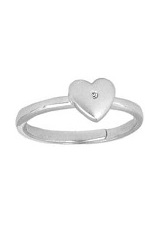 superb small diamond heart silver baby ring